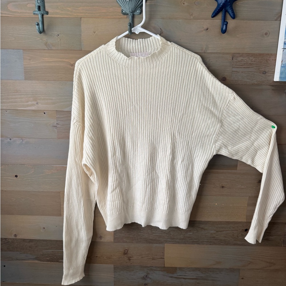 Spiritual Gangster Cream Ribbed Turtleneck Sweater
